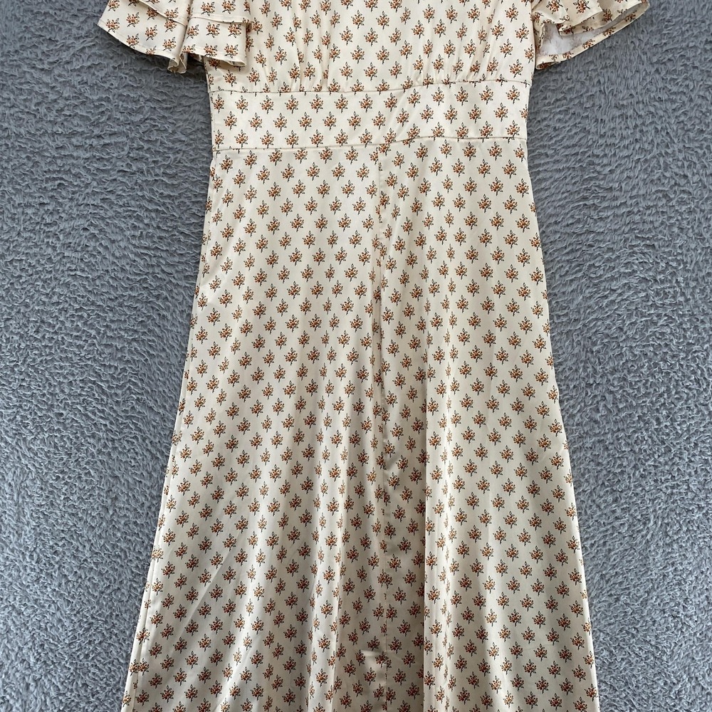Alexa Chung Dress Womens 8 Babydoll Floral Prairie Satin Flutter Sleeve Midi - Picture 15 of 16